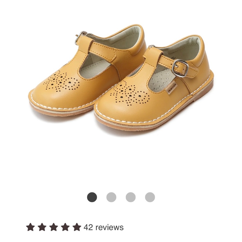 Children's Tan Leather T-Strap Shoes